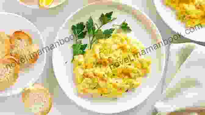 A Plate Of Fluffy Scrambled Eggs Seasoned With Salt And Pepper. Breakfast Cookbook For Beginners: Easy Delicious Breakfast Ideas Breakfast Recipes