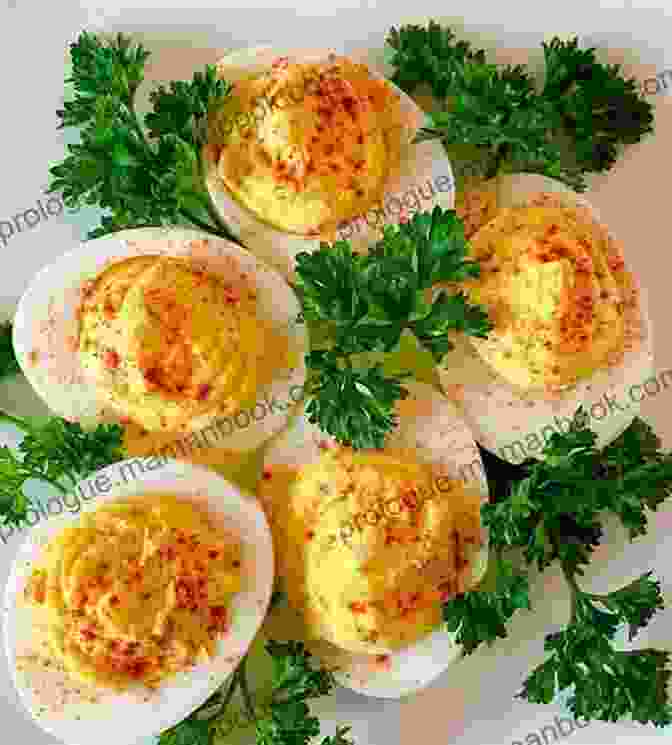 A Tray Of Deviled Eggs Garnished With Paprika And Fresh Parsley The Easy Puerto Rican Cookbook: 100 Classic Recipes Made Simple