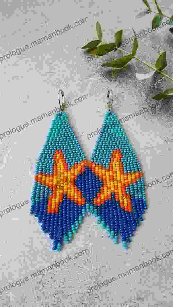 Brick Stitch Earrings With Fringe Arranged In A Star Shape. Brick Stitch Earrings Fringe Seed Bead Patterns 24 Projects Gift For The Needlewomen: Beadweaving Brick Stitch Technique Earrings Collection Beading Patterns