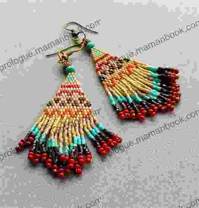 Brick Stitch Earrings With Fringe Composed Of Beaded Tassels. Brick Stitch Earrings Fringe Seed Bead Patterns 24 Projects Gift For The Needlewomen: Beadweaving Brick Stitch Technique Earrings Collection Beading Patterns