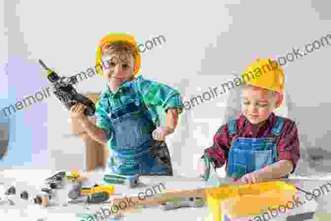 Children Dressed As Construction Workers, Playing With Toy Tools And Building With Blocks. Prop Box Play: 50 Themes To Inspire Dramatic Play (Gryphon House)